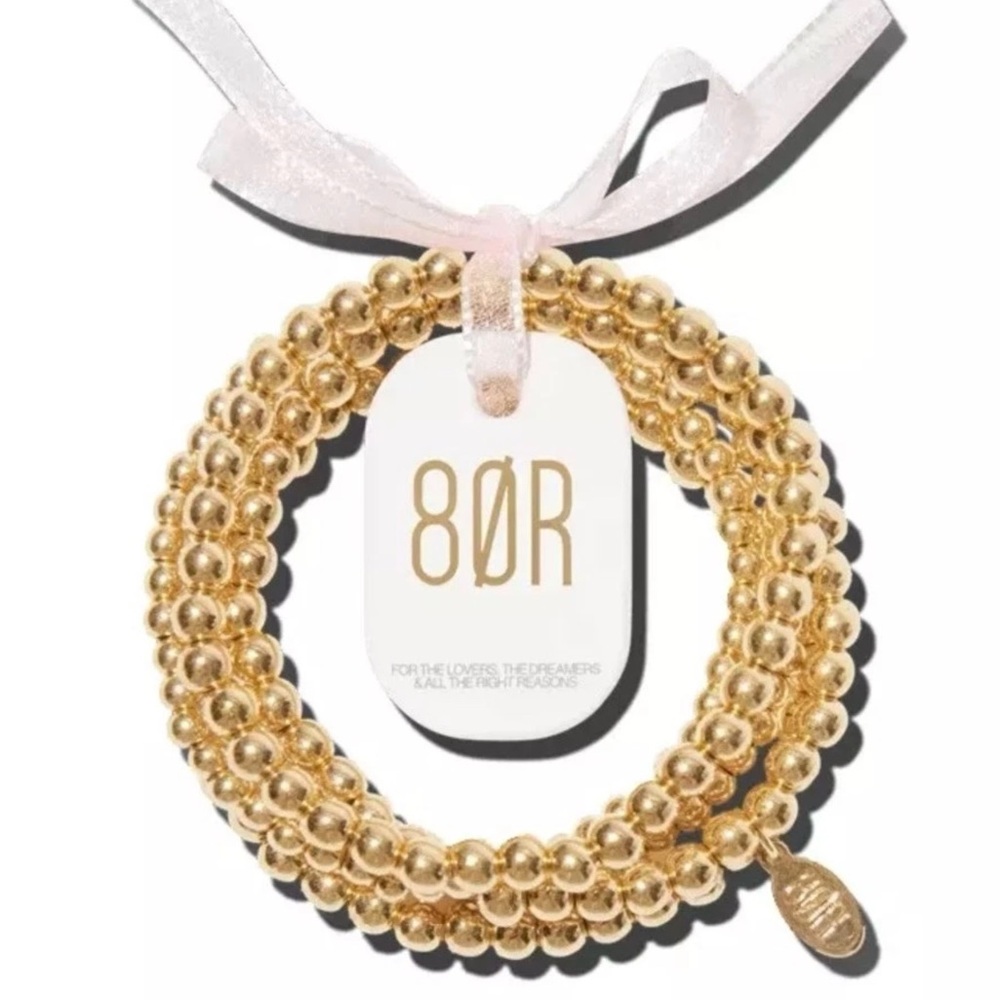 8 Other Reasons 80R 8OR Set of 5 Gold Stretch Bracelets New
